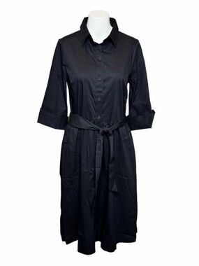 Lands’ End Black Size 8 Button Front 3/4 Sleeves